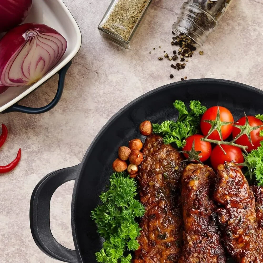 Vinchef Nonstick Grill Pan 13 In. Skillet, Indoor Induction Cast-aluminum & Lid